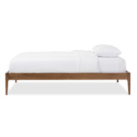 Baxton Studio SW8021-Walnut-M17-Queen Bentley Solid Wood Queen Size Bed Frame